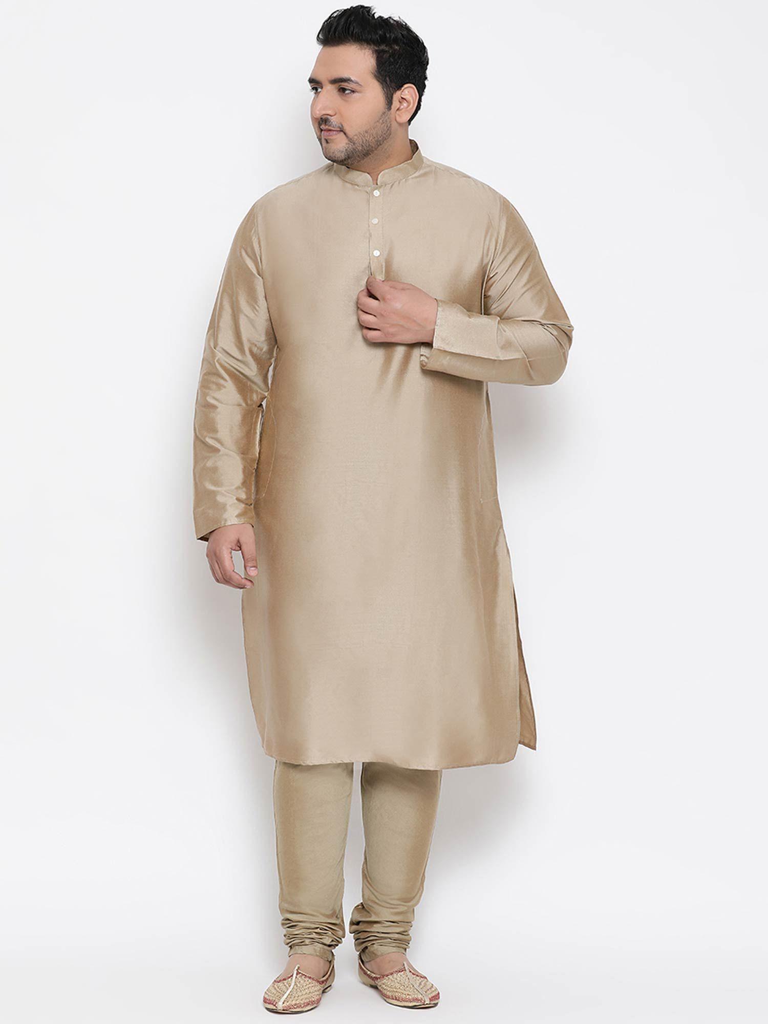 brown solid kurta and churidar (set of 2)