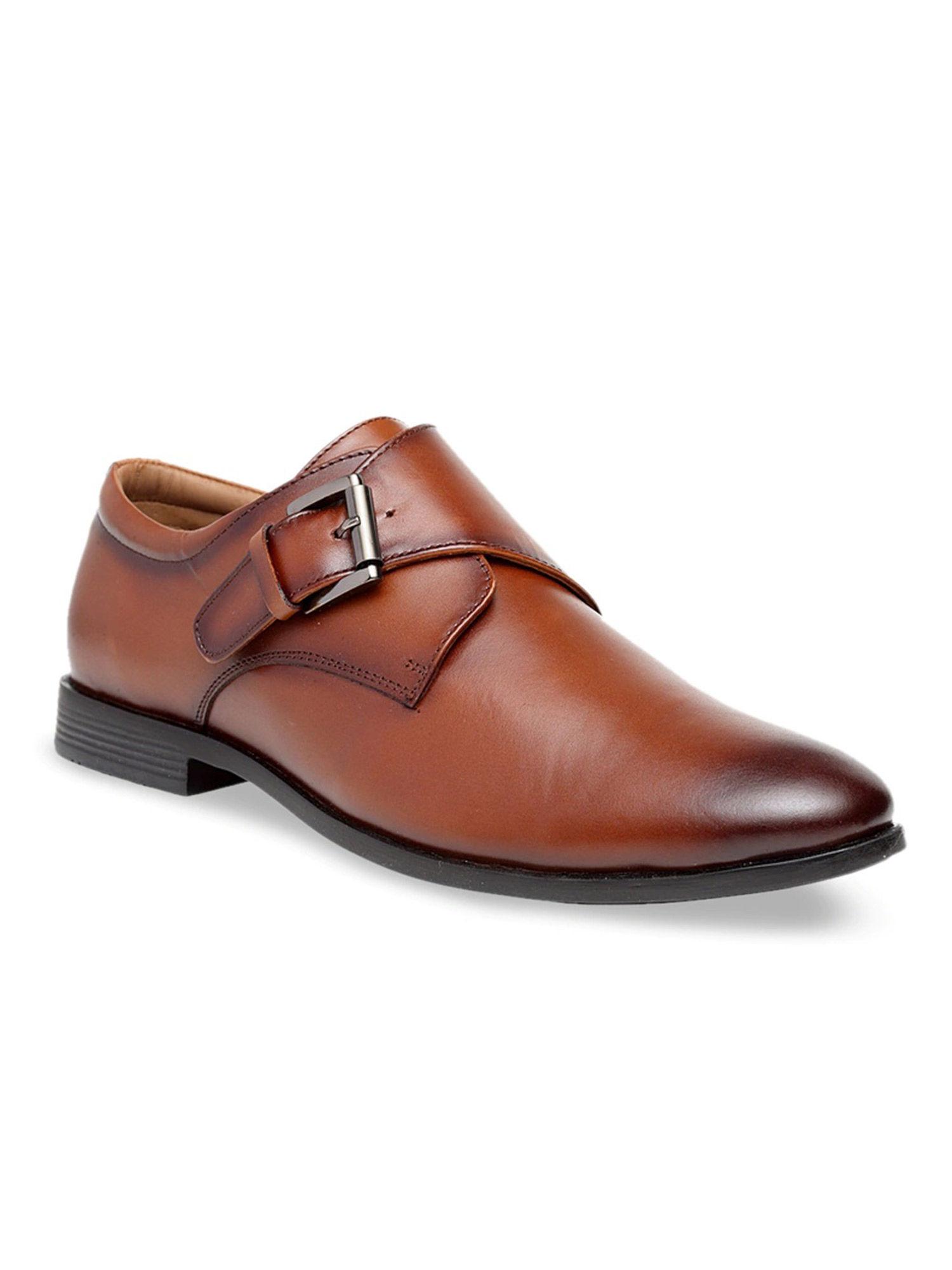brown solid monk straps