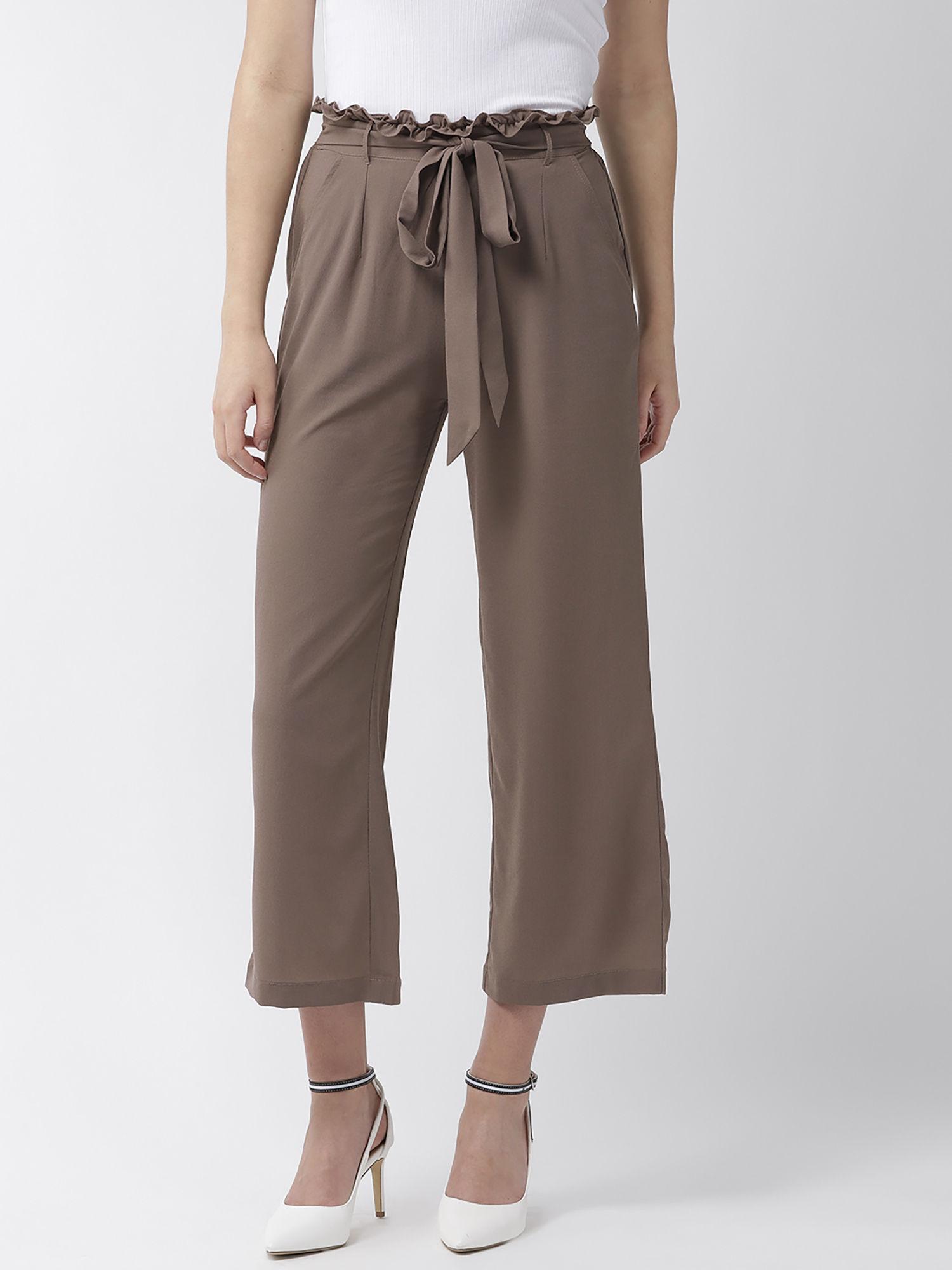 brown solid pants