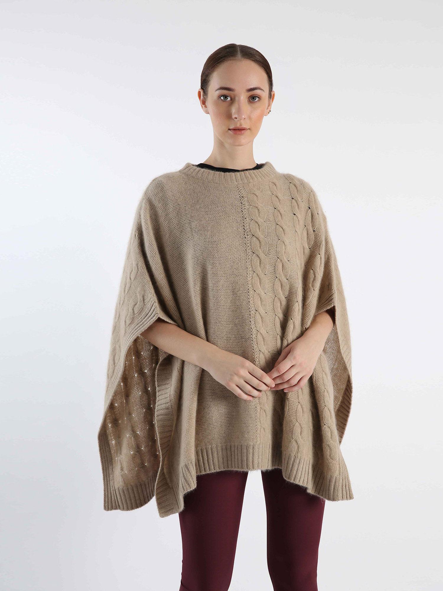 brown solid poncho
