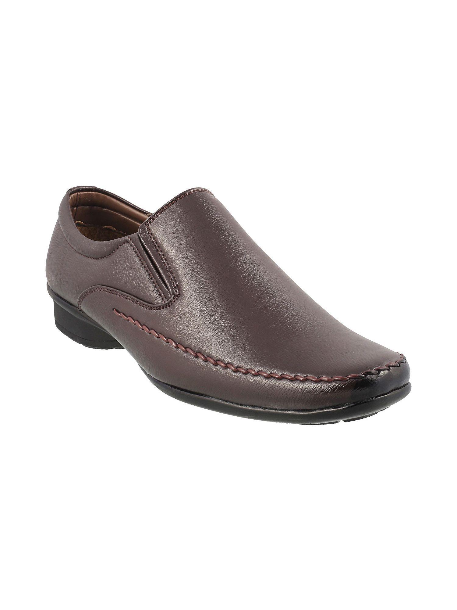 brown solid slip ons