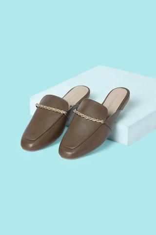 brown solid work women flat shoes