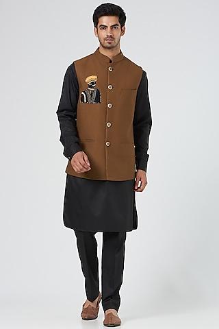 brown suiting nehru jacket