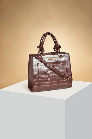 brown textured casual pu women mini bag