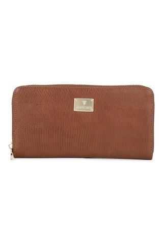 brown textured casual pv women wallet