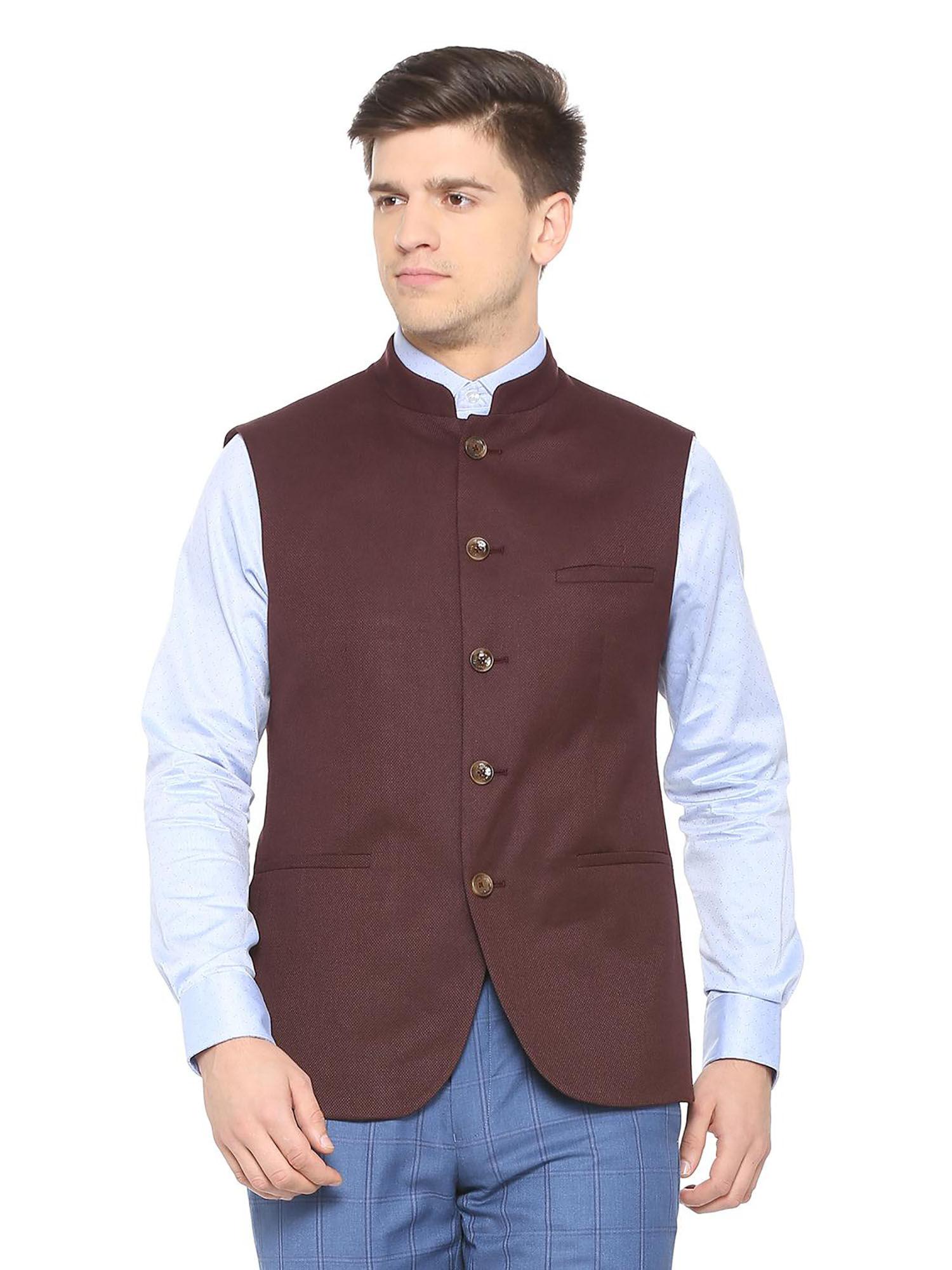 brown textured waistcoat