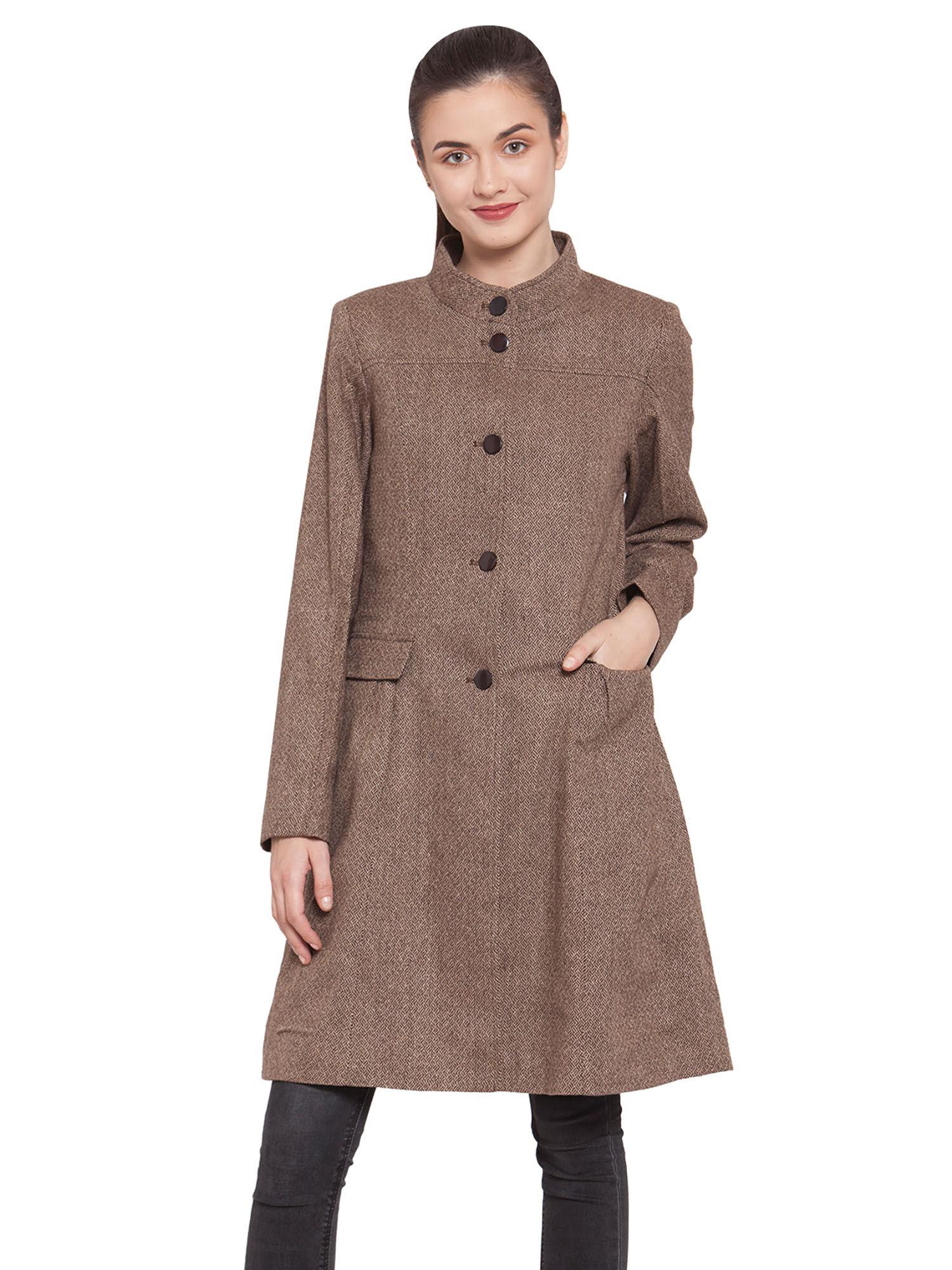 brown textured wool coat