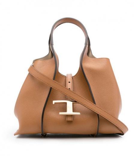 brown timeless mini leather shopping bag