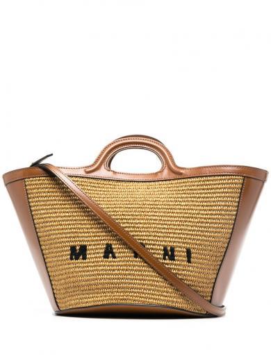 brown tropicalia tote bag