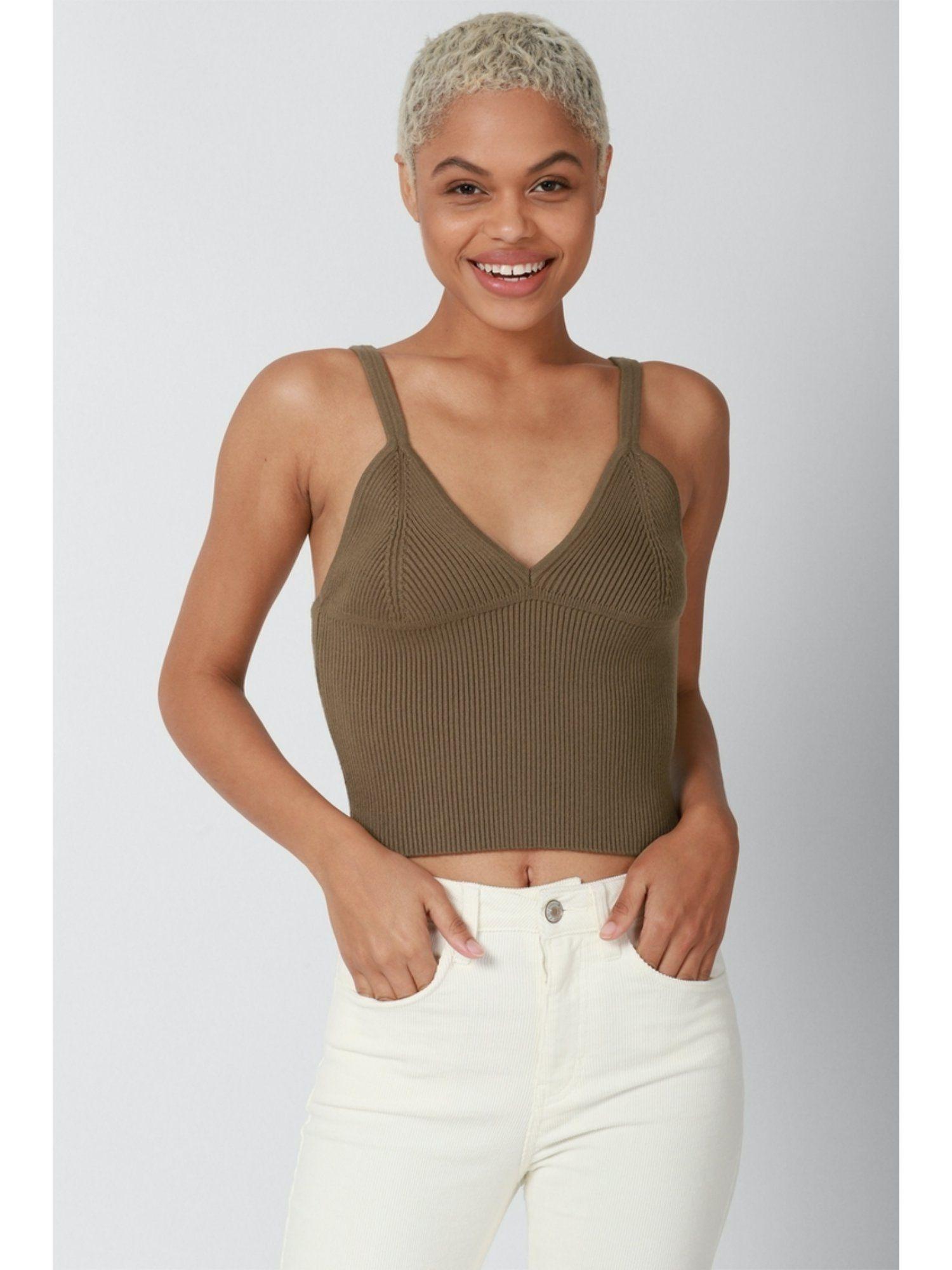 brown v-neck camisole