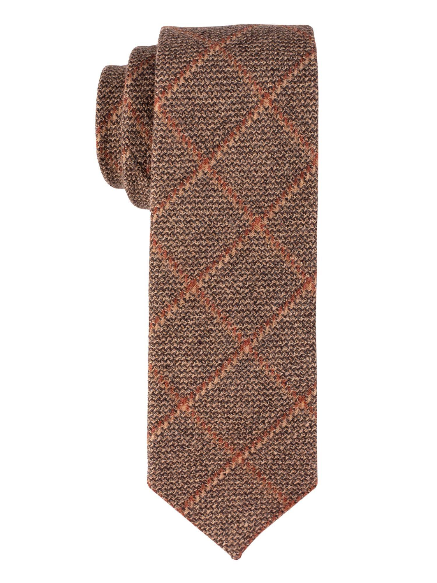 brown with orange checks woolen necktie
