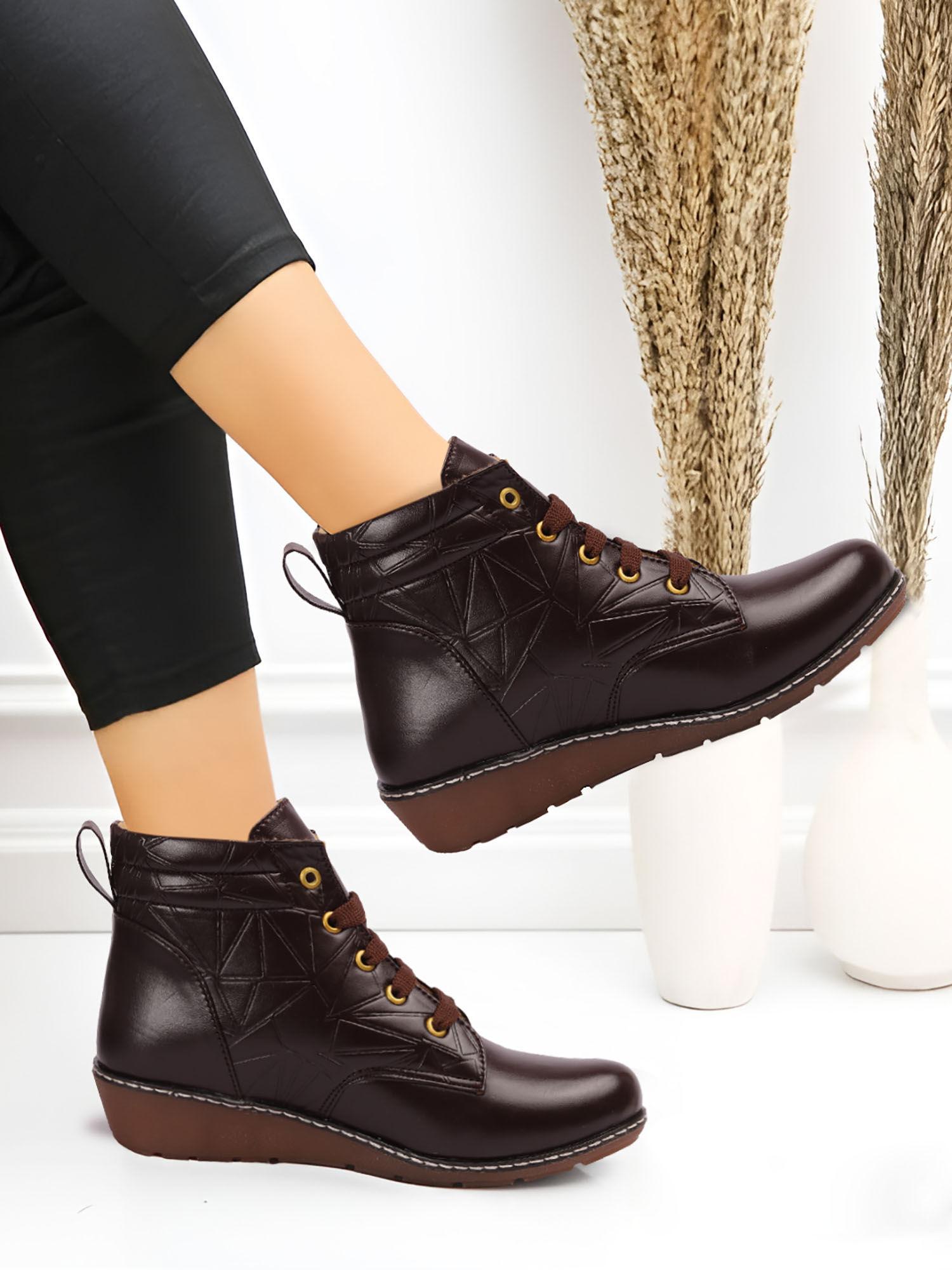 brown women solid casual boots