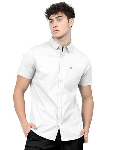 brucewane men's 100% cotton half sleeve shirt (xx-large, white)