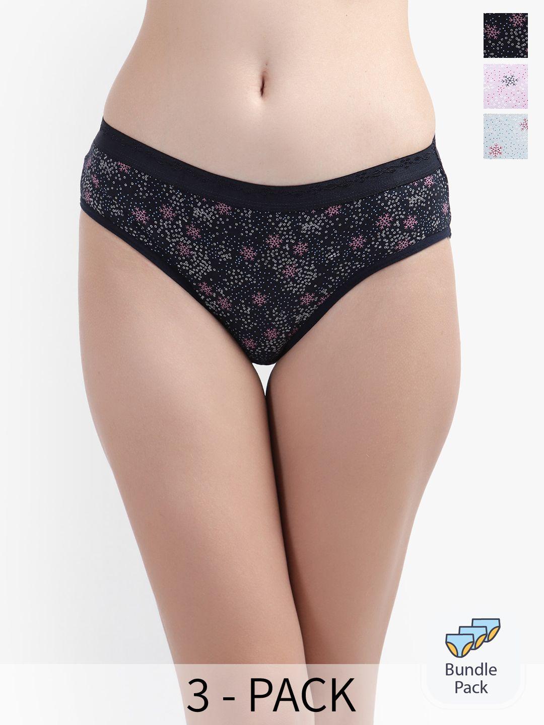 bruchi club pack of 3 assorted floral printed hipster briefs