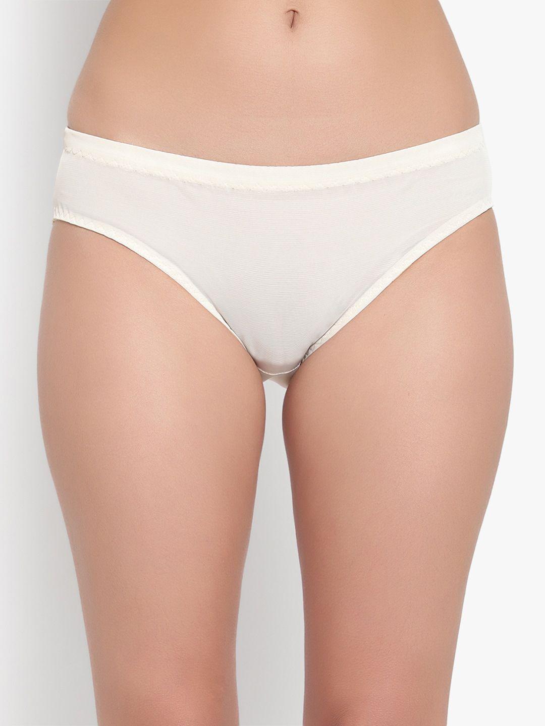 bruchi club women cream colored solid bikini briefs