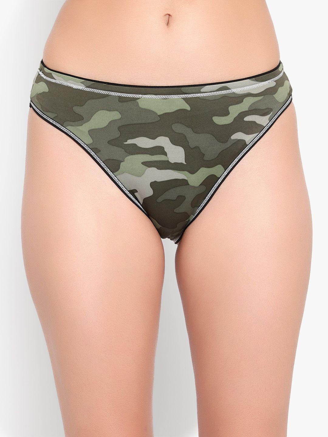 bruchi club women green camouflage printed basic brief