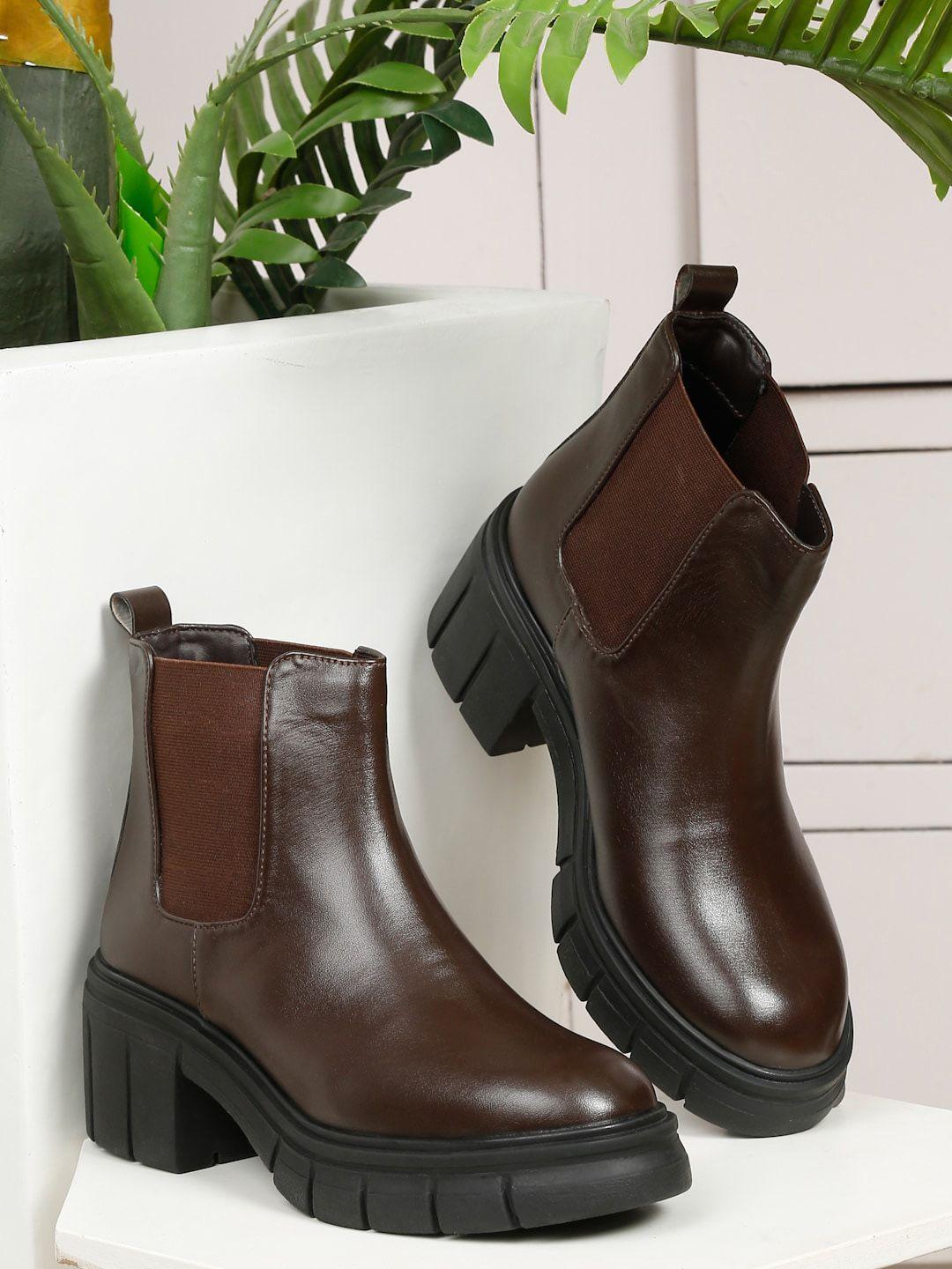 bruno manetti women mid-top block-heeled slip-on chelsea boots