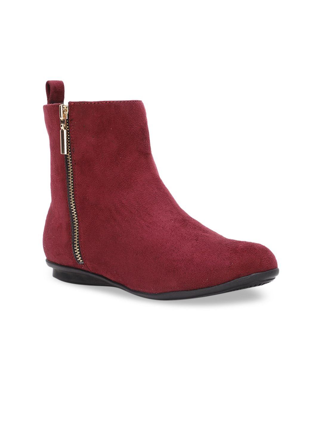 bruno manetti women red solid suede high-top flat boots