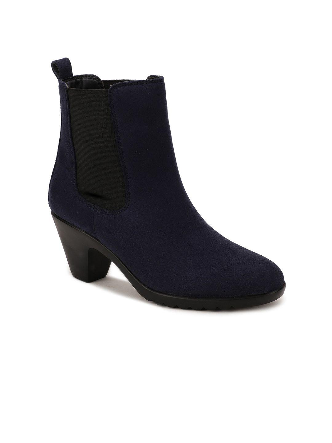 bruno manetti women navy blue solid suede flat boots