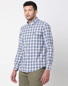 brush twill checked sports shirt