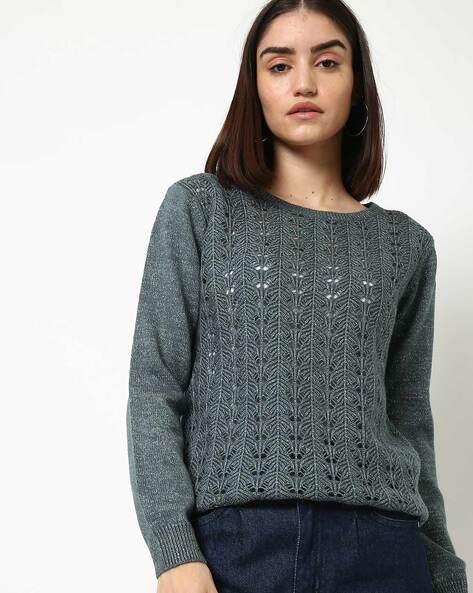 brushed bukley knitted pullover with ribbed hem