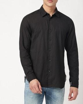 brushed-cotton flannel regular fit shirt