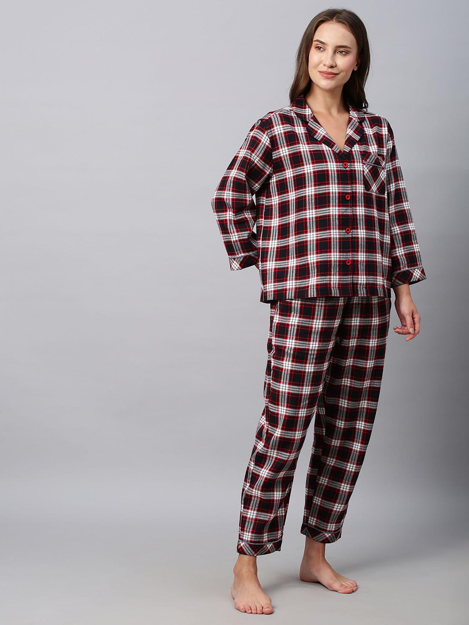 brushed plaid pyjama & shirt (set of 2)