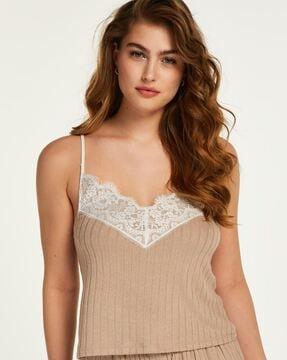 brushed rib lace cami top