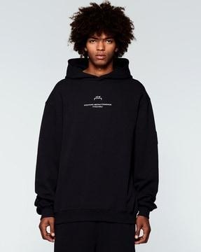 brutalist logo cotton relaxed fit hoodie