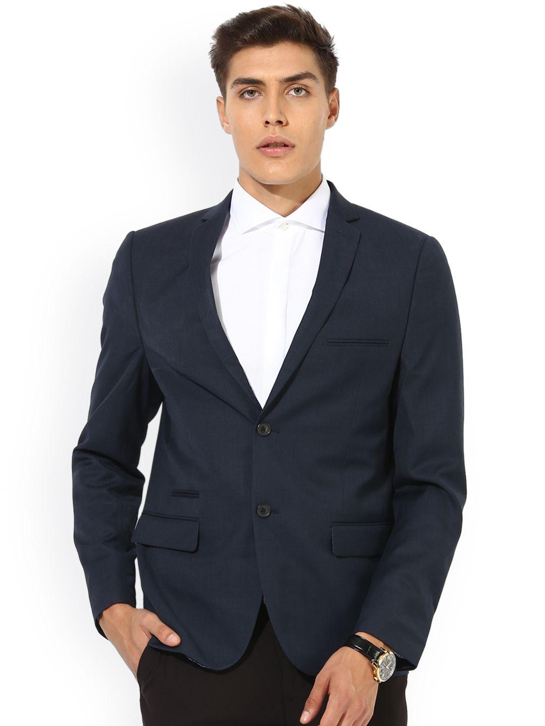 bruun & stengade blue slim fit single-breasted formal blazer