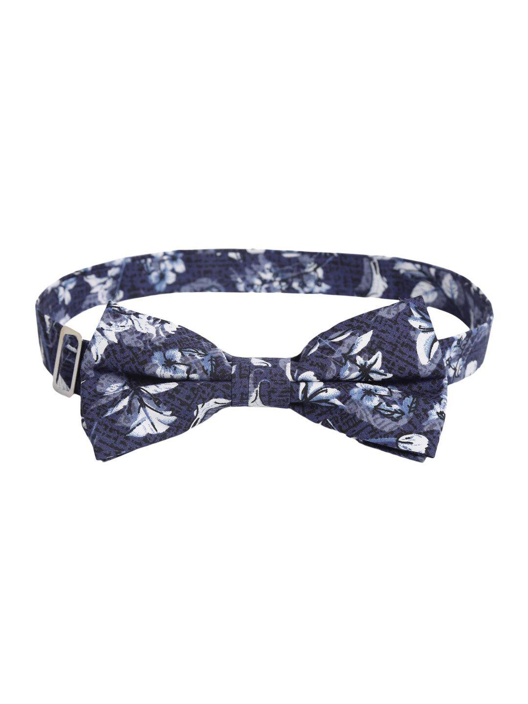 bruun & stengade navy blue & white printed bow tie