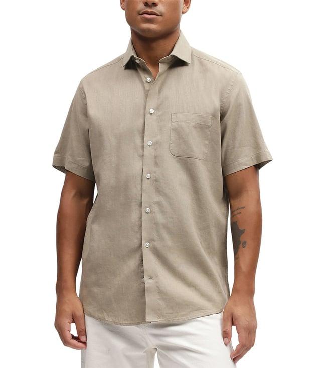 bruun & stengade beige fashion regular fit shirt