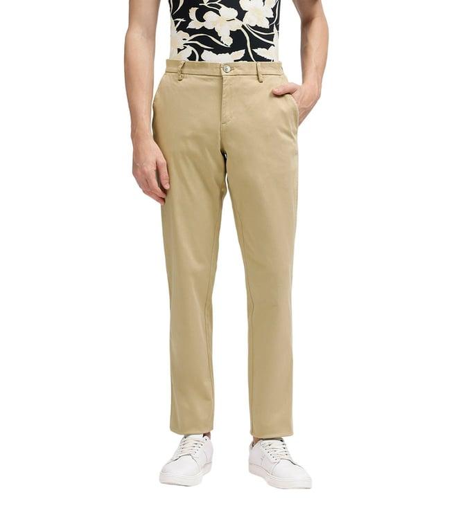 bruun & stengade beige regular fit flat front trousers