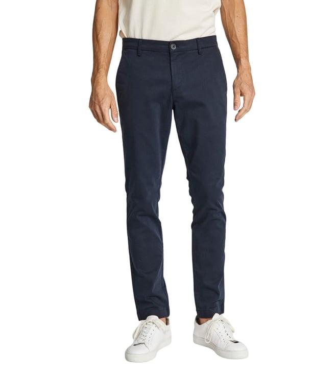 bruun & stengade blue regular fit flat front trousers