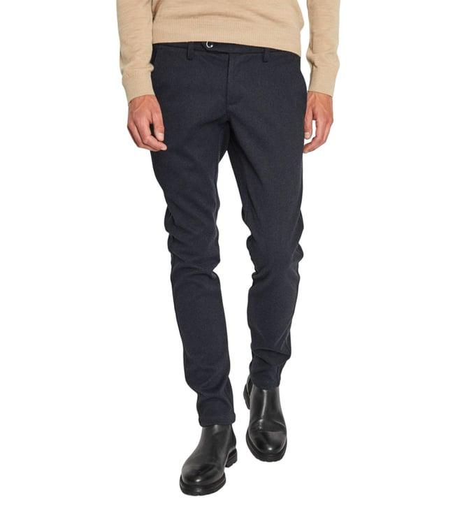 bruun & stengade blue slim fit flat front trousers