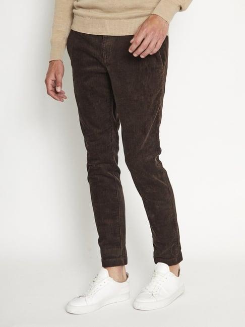 bruun & stengade brown cotton slim fit trousers