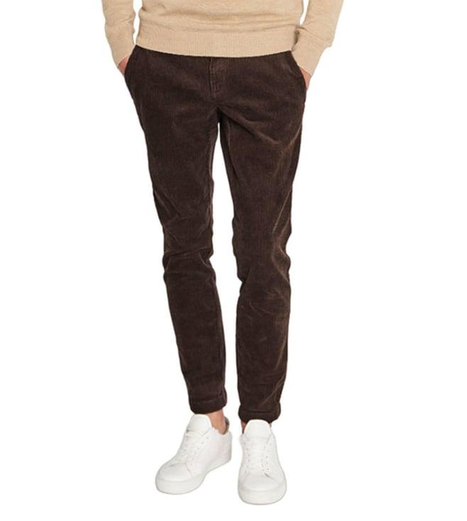 bruun & stengade brown fashion slim fit flat front trousers