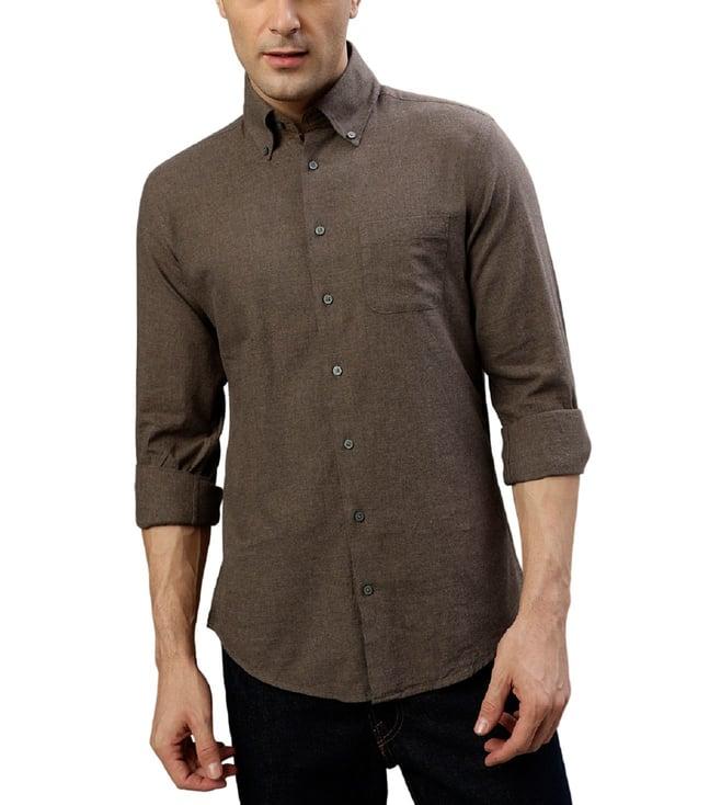 bruun & stengade brown fashion slim fit shirt