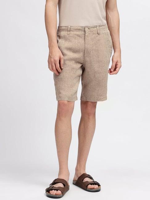 bruun & stengade brown regular fit linen shorts