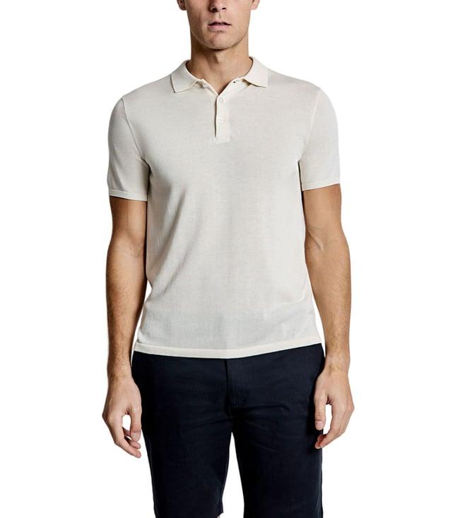 bruun & stengade cream regular fit polo t-shirt