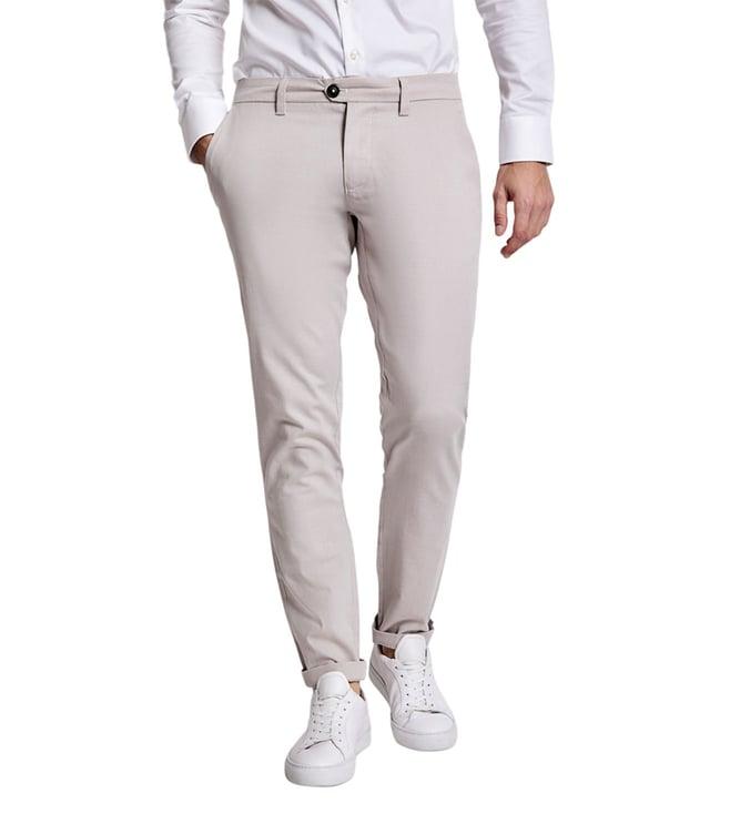 bruun & stengade ecru slim fit flat front trousers