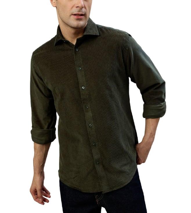 bruun & stengade green fashion slim fit shirt