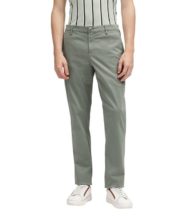 bruun & stengade green regular fit flat front trousers