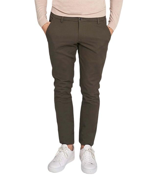 bruun & stengade green slim fit flat front trousers