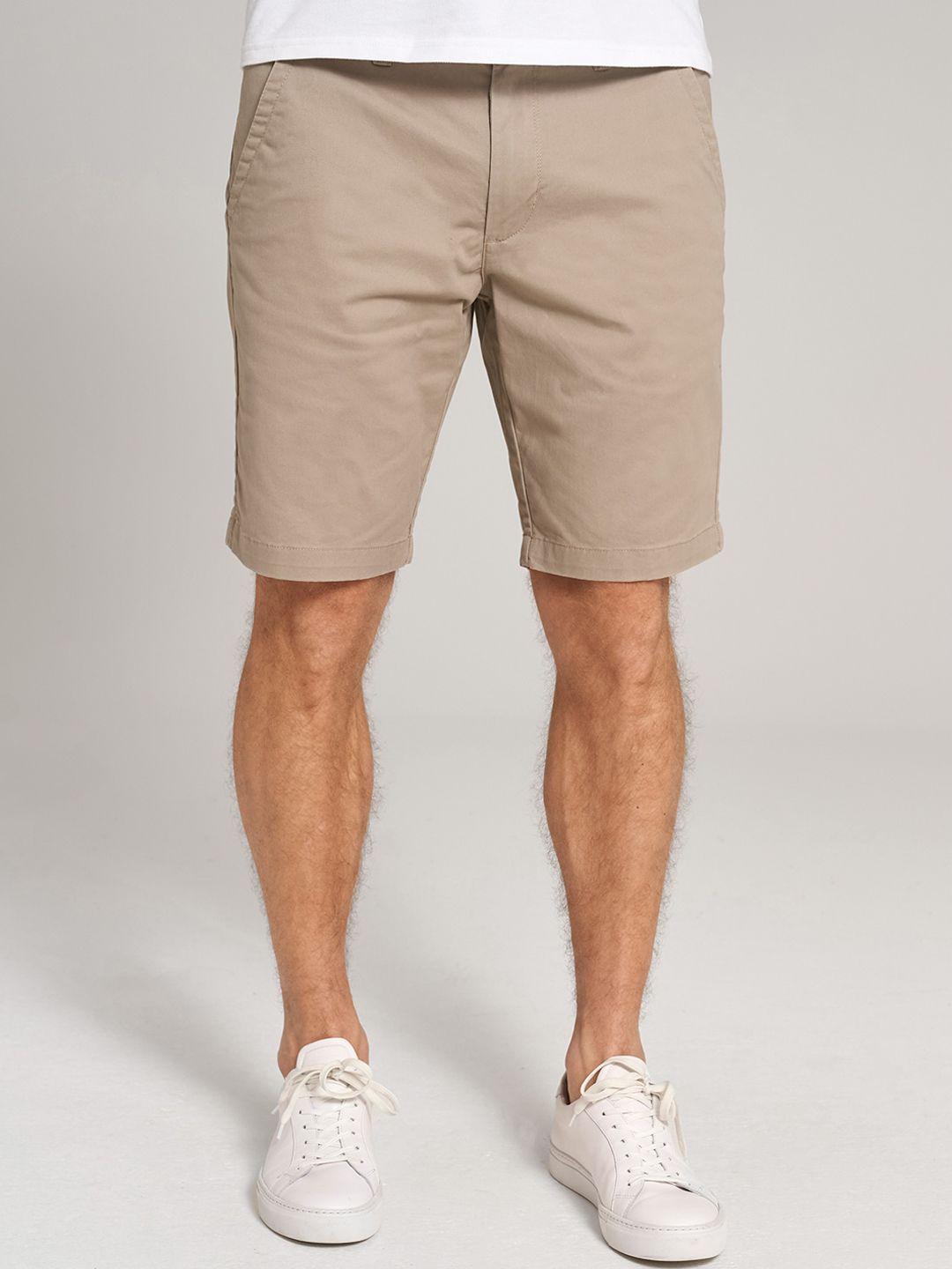 bruun & stengade men beige slim fit chino shorts