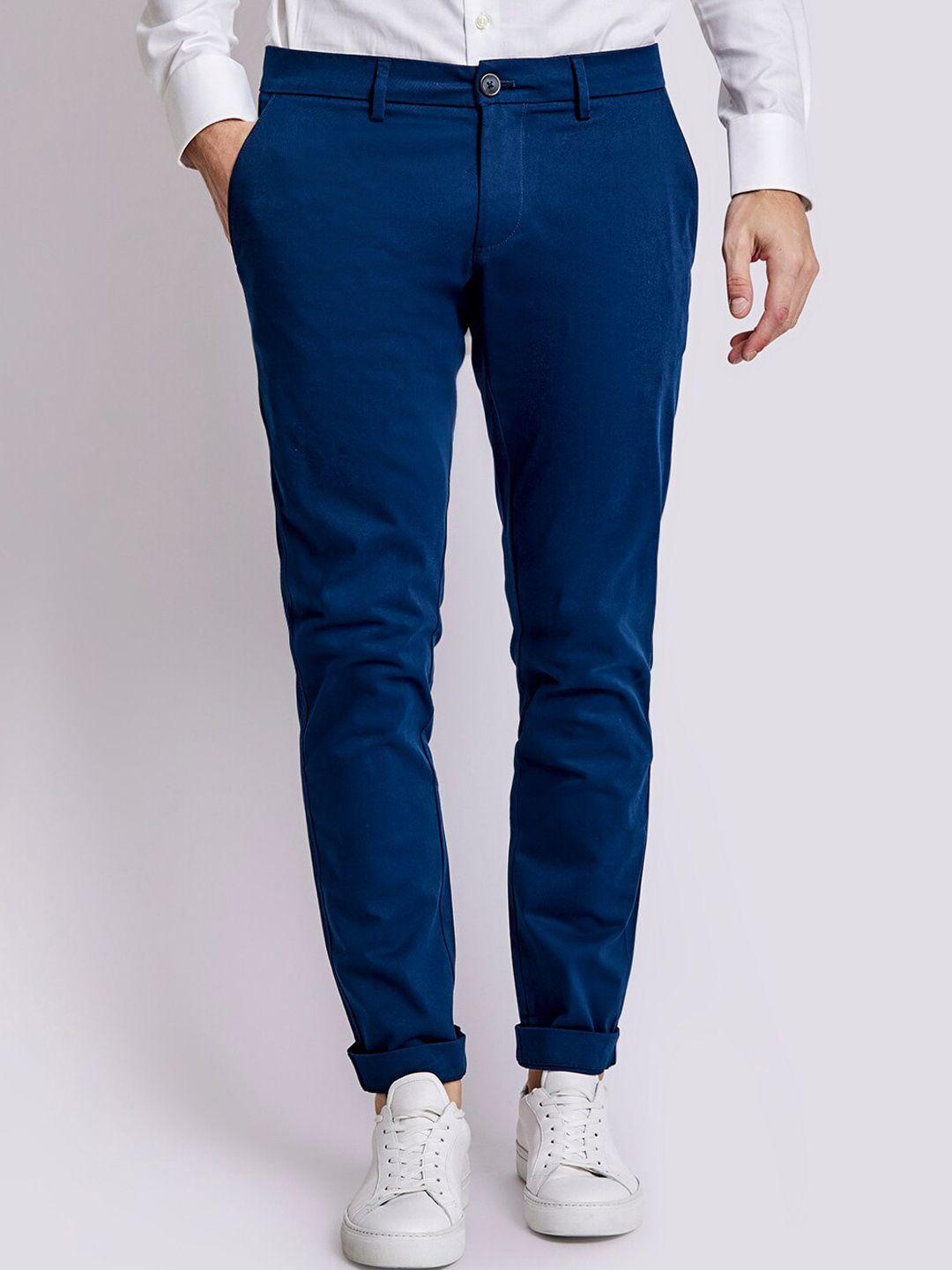 bruun & stengade men blue slim fit chinos trousers