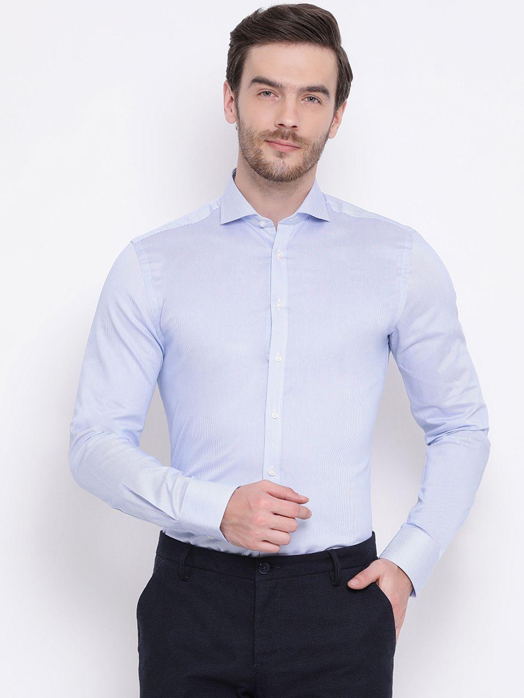 bruun & stengade men blue slim fit striped smart casual shirt