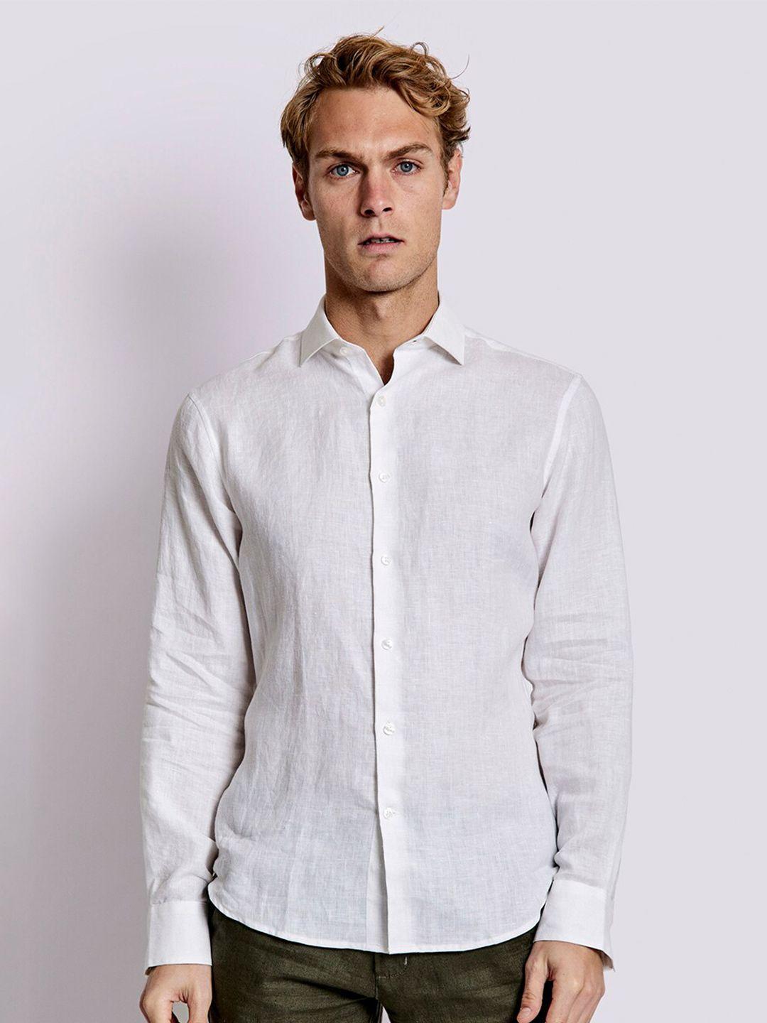bruun & stengade men classic slim fit linen casual shirt