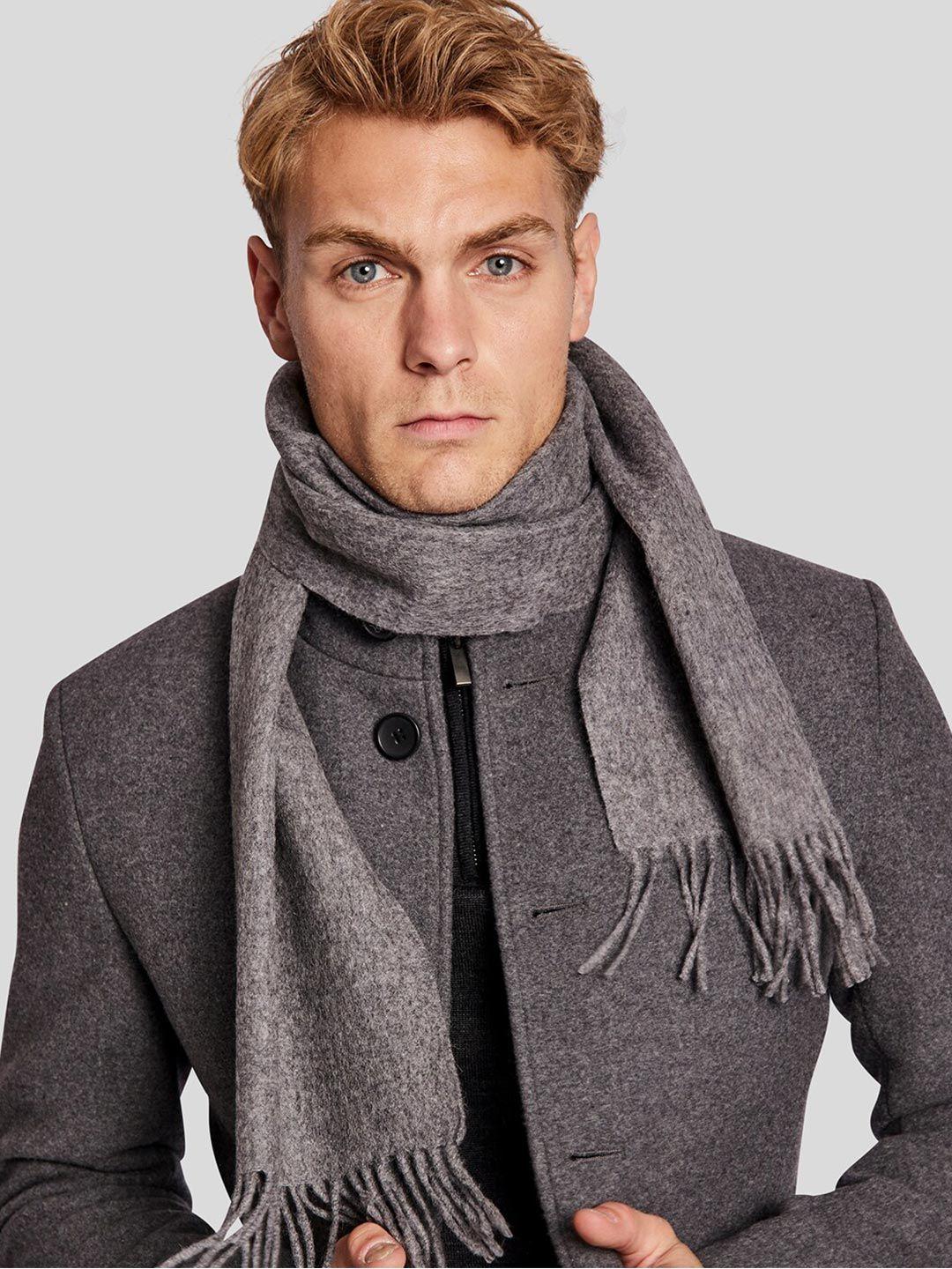 bruun & stengade men grey free size scarf