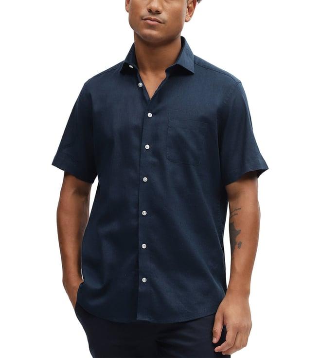 bruun & stengade navy fashion regular fit shirt